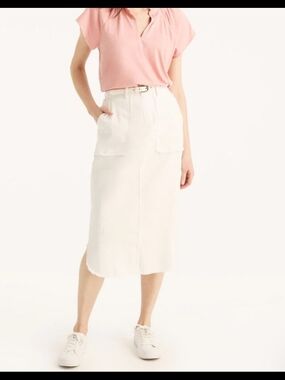 Nautica Classic High-Rise White Midi Skirt